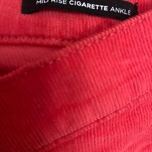 BDG Corduroy Coral Corduroy Ankle Pants Middle Rise Cigarette